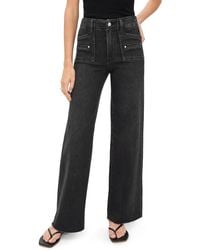 PAIGE - Anessa Jeans With Welt Patch Pockets + Raw Hem - Lyst