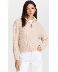 Something Navy Chenille Quarter Zip Sweater - Natural