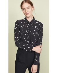 Equipment Slim Signature Lightning-print Silk Shirt - Black