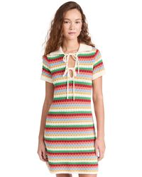 Kitri - Ridey Muti Striped Crochet Knit Mini Dress Bue Muti - Lyst