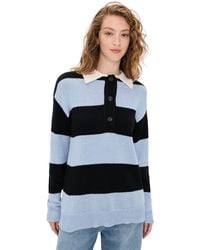 Moon River - Striped Collar Pullover Sweater - Lyst