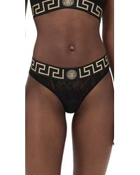 Versace - Brasilian Tulle Barocco Jacquard+Iconic Elastic Thong Panty - Lyst