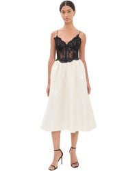 Self-Portrait - Taffeta Contrast Lace Midi Dress - Lyst