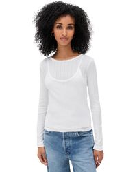 Leset - Pointelle Layered Long Sleeve Top - Lyst