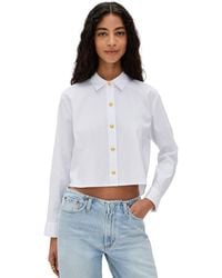 L'Agence - Cosette Crop High Low Shirt - Lyst