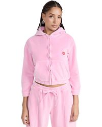 Alexander Wang - Aexander Wang Hrunken Zip Up Hoodie With Appe Ogo Wahed Candy Pink - Lyst