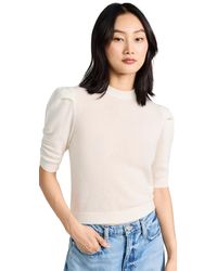 FRAME - Frae Ruched Seeve Cashere Sweater Crea - Lyst