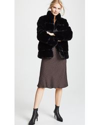 Apparis Sarah Quilted Faux Fur Coat - Black