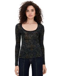 Ulla Johnson - Aris Jersey Long Sleeve U-Neck Top - Lyst