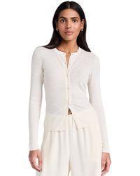 James Perse - Stretch Linen Ribbed Cardigan - Lyst