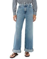 FRAME - Le Jane Wide Leg Cuffed Jeans - Lyst