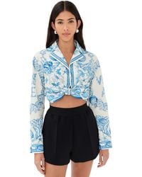 Versace - Informal Shirt Underwater Barocco Bicolour Foulard On Cotton Poplin - Lyst
