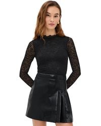 Alice + Olivia - Chara Long Sleeve Lace Vegan Pleated Mini Dress - Lyst