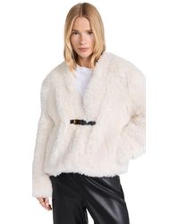 RECTO. - Faux Shearling Belted Strap Detail Coat - Lyst