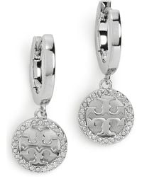 Tory Burch - Icon Pavé Clip-On Hoop Earrings - Lyst
