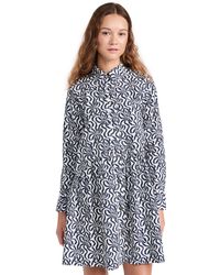 Ganni - Printed Cotton Mini Shirt Dress - Lyst
