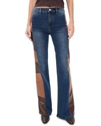 Alice + Olivia - Faux Leather Patchwork Wide Leg Flare Jeans - Lyst