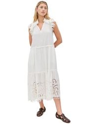 Sea - Marja Embroidery Flutter Sleeve Dress - Lyst