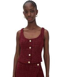 Endless Rose - Tweed Scoop Neck Buttoned Top - Lyst