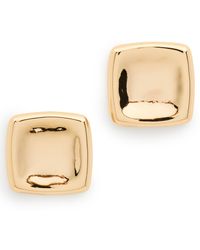 By Adina Eden - Solid Large Indented Square Stud Earrings - Lyst