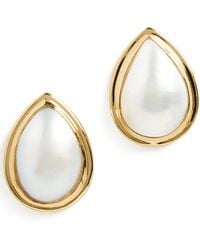 Shashi - Pear Pearl Bezel Stud Earrings - Lyst