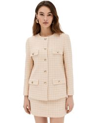 Anine Bing - Janet Jacket Crea And Peach Houndtooth - Lyst