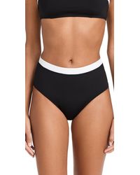 STAUD - Devon High Rise Bikini Bottom Back/white - Lyst