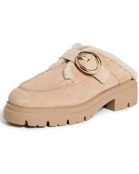 Stuart Weitzman - Benni Shearling Mule Shoes Adobe/Vanilla, Leather - Lyst