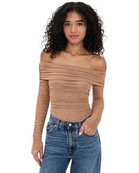 L'Agence - Poppie Off Shoulder Thong Bodysuit - Lyst