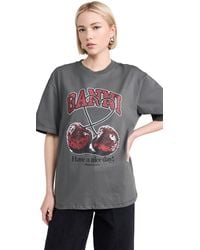 Ganni - Future Heavy Jersey Cherry T-shirt - Lyst