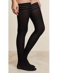 Falke Pure Matt 50 Den Stay Ups - Semi-opaque, Matt, Sizes S To L, 1 Pair - Matt, Non-slip, Goes With Any Look - Black