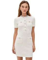 Self-Portrait Textured Knit Mini Dress in White | Lyst