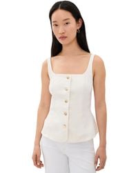 GOOD AMERICAN - Sleeveless Denim Button Front Top - Lyst