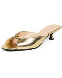 COACH - Metallic Leather Kitten Heel Sandals - Lyst