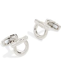 Ferragamo - Nickel Flip Gancio Cufflinks - Lyst