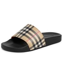 Burberry - Furley Check Slide Sandals - Lyst