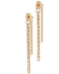 Zoe Chicco - 14k Prong Diamonds Studs With Chain - Lyst