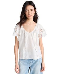 Ramy Brook - Hiary Top White Embroidered Boho Inen - Lyst
