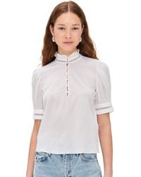FRAME - The Ruffle Collar Top - Lyst