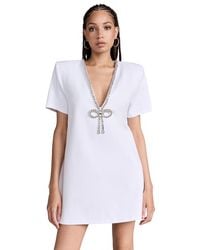 Area - Crystal Bow V Neck T-Shirt Dress - Lyst