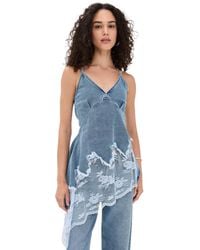 Marques'Almeida - Asymmetric Lace Hem Denim Top - Lyst