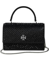 Tory Burch - Kira Satin Embellished Mini Top Handle Wallet On Chain - Lyst