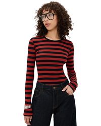 Ganni - Soft Cotton Rib Striped Long Sleeve Tee - Lyst