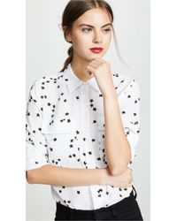 Equipment Slim Signature Star Print - White