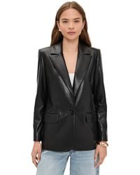 Alice + Olivia - Denny Vegan Leather Notch Collar Blazer - Lyst