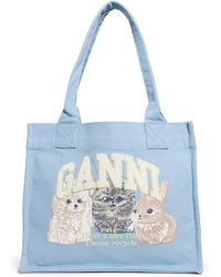 Ganni - Large Easy Shopper Pocket Animal Print Tote - Lyst