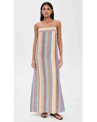 knee length dresses for ladies Staud Laura Linen Dress in Market Stripe – Leigh's of Breton Village main image 1