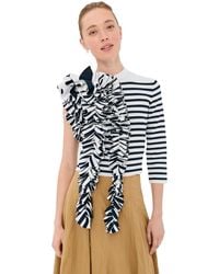 A.W.A.K.E. MODE - A. W.A. K.E. Mode Fitted Knit Top With Ruffles - Lyst