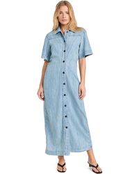 Another Tomorrow - Chambray Bias Shirt Dress - Lyst