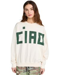 Clare V. - Care V. Oversized Sweatshirt Crea W/ Evergreen Grand Bock - Lyst